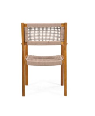 Teak and Rope Dining Chairs (Set of 2) Sleek and Durable for Indoor or Outdoor Use