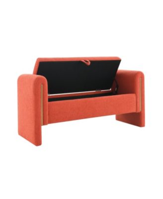Teddy Bed End Bench with Arms & Storage - Orange