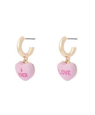 Pink Sweetheart Charm Huggie Earrings
