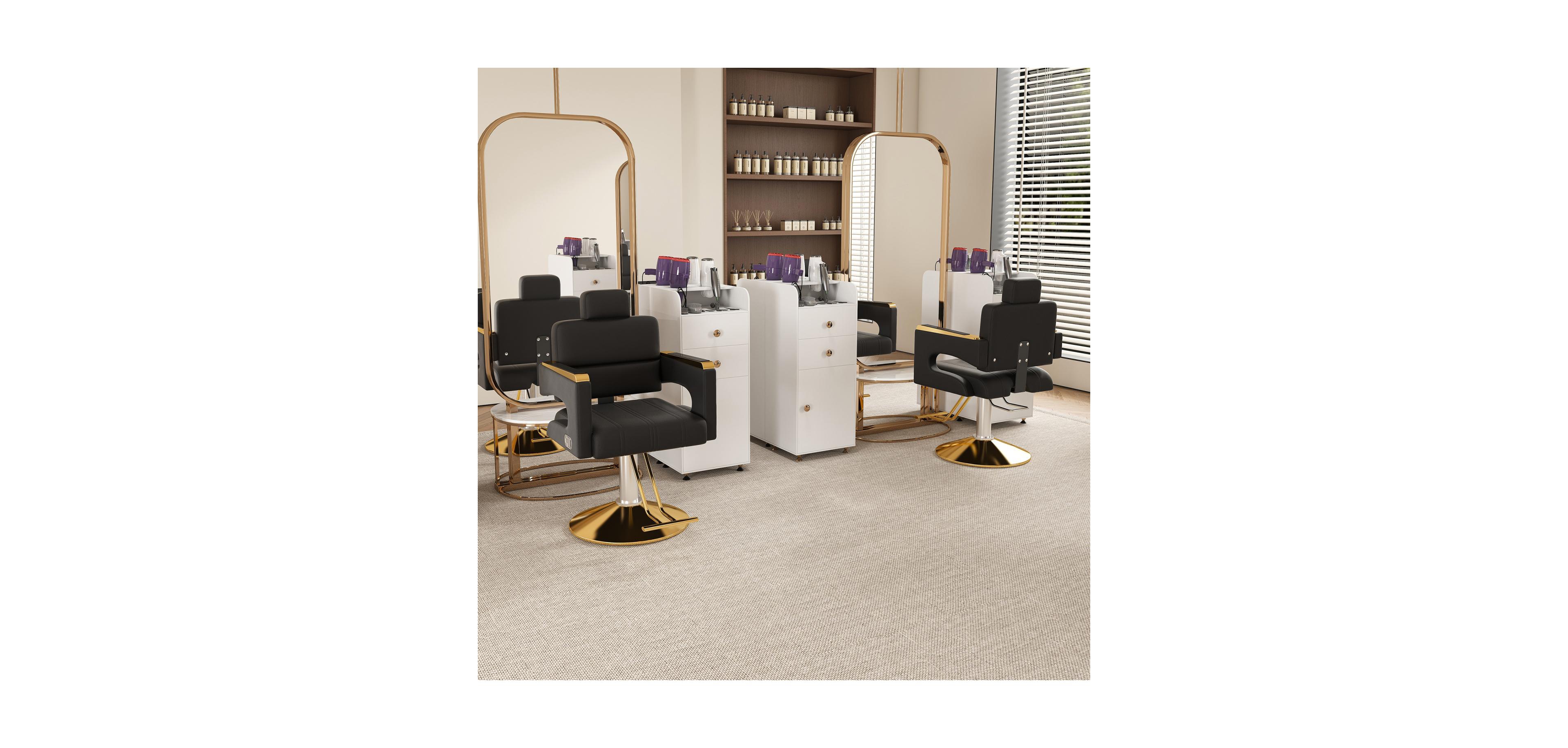 Streamdale Furniture Hydraulic Barber Chair - 360 Swivel, Reclining, Black & Gold