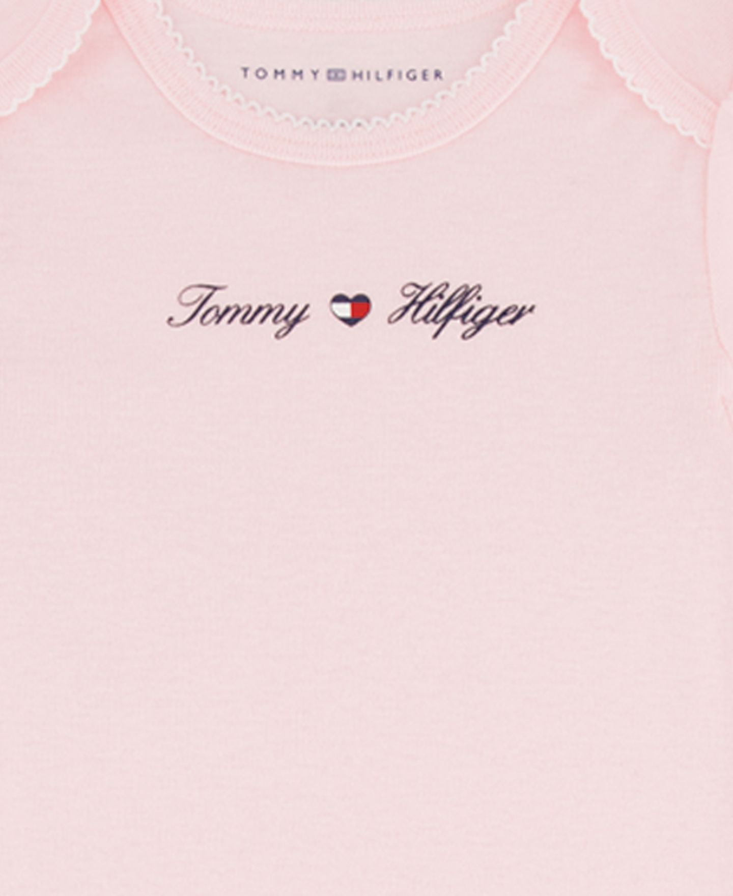 Боди и леггинсы Tommy Hilfiger с принтом сердца-флага для малышек, комплект 3 предмета, цвет: Розовый / Белый — фото 3