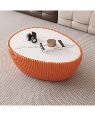 Streamdale Light Marble Top  Leather Modern Sofa Table