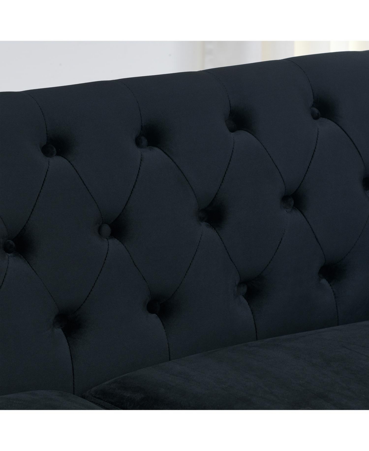 Streamdale Furniture 9" Modern Chesterfield Velvet Sofa - Black