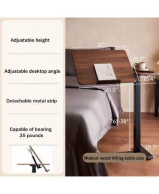 Streamdale Overbed Rolling Laptop Stand with Wheels Height Adjustable Tray