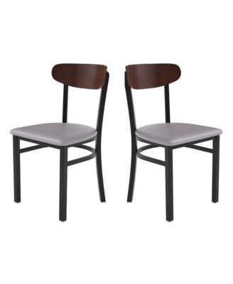 Yara Industrial Dining Chair with Rolled Steel Frame and Solid Wood Seat - 500 lbs. Static Weight Capacity