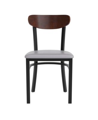Yara Industrial Dining Chair with Rolled Steel Frame and Solid Wood Seat - 500 lbs. Static Weight Capacity