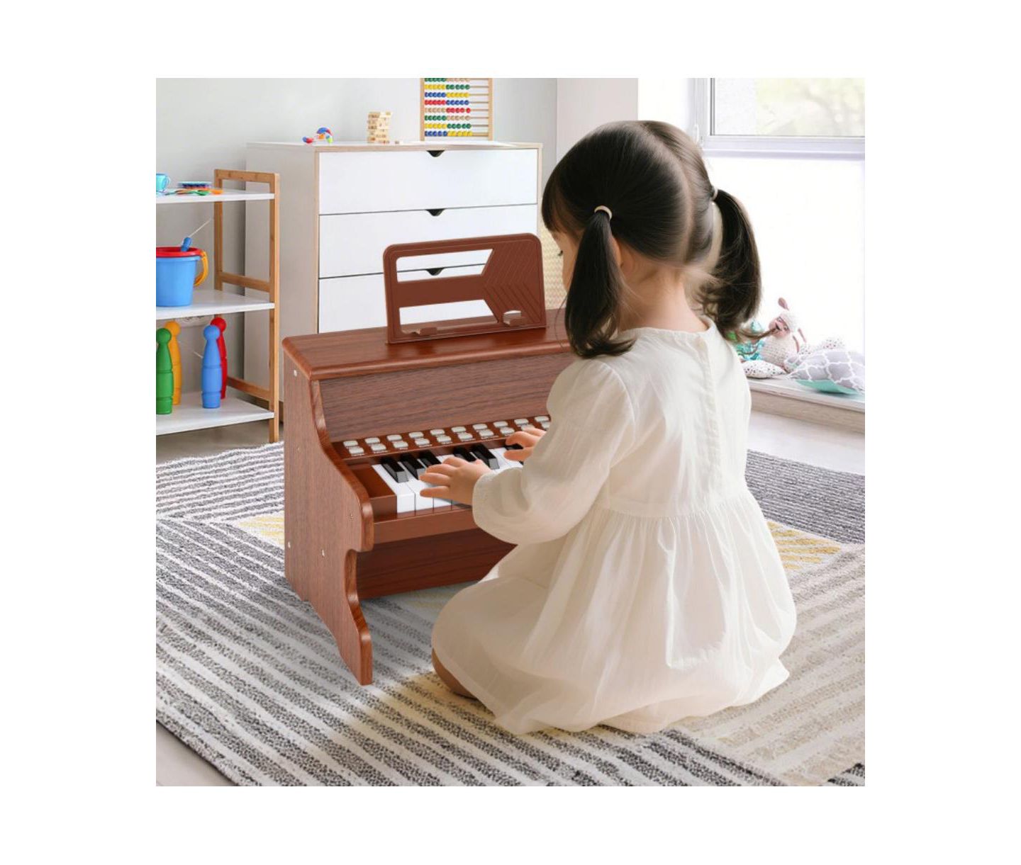 Детская игрушка HONGGE Kids' Digital Piano Keyboard with Light-Up Keys and Demo Songs, Ages 3+, цвет: Коричневый — фото 4