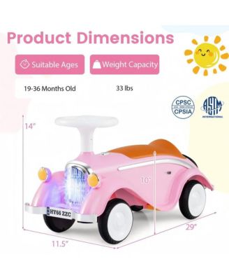 Toddler Ride On Car with Steering Wheel Lights Storage Seat and Four Wheel Stability