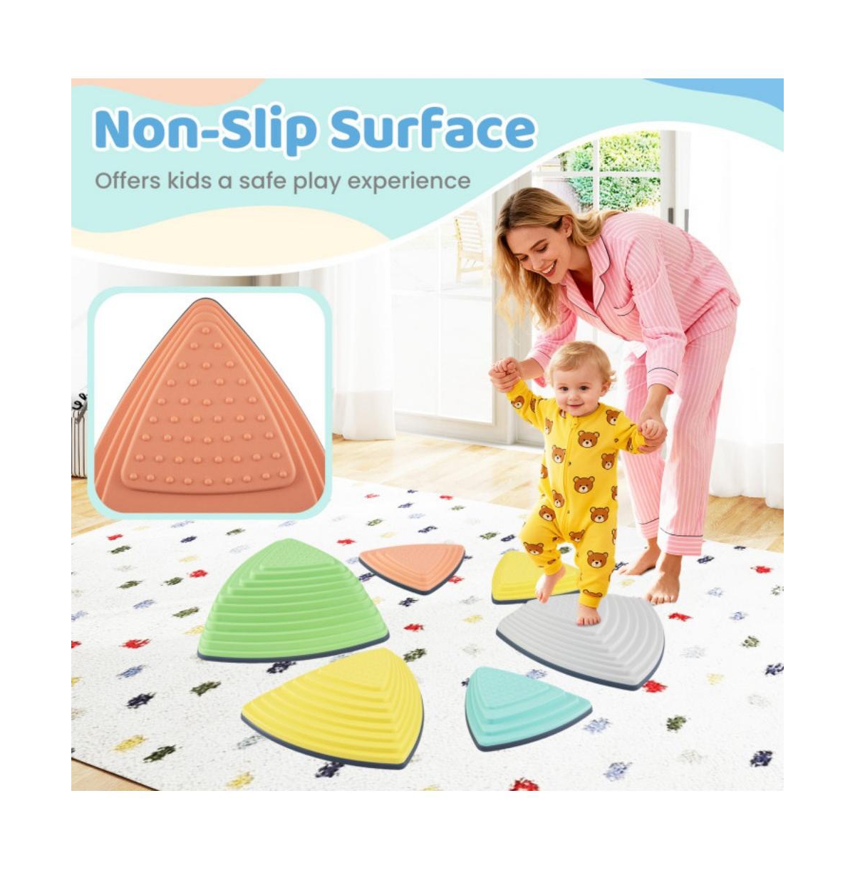 Kids Balance Stepping Stones Set of Six with Textured Surface and Motor Skill Training