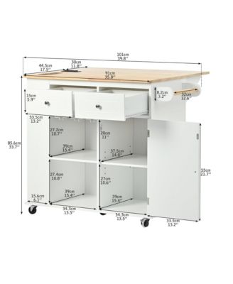 Kitchen Island with Power Outlet,Open Storage and Wine Rack, for Home, Kitchen, and Dining Room