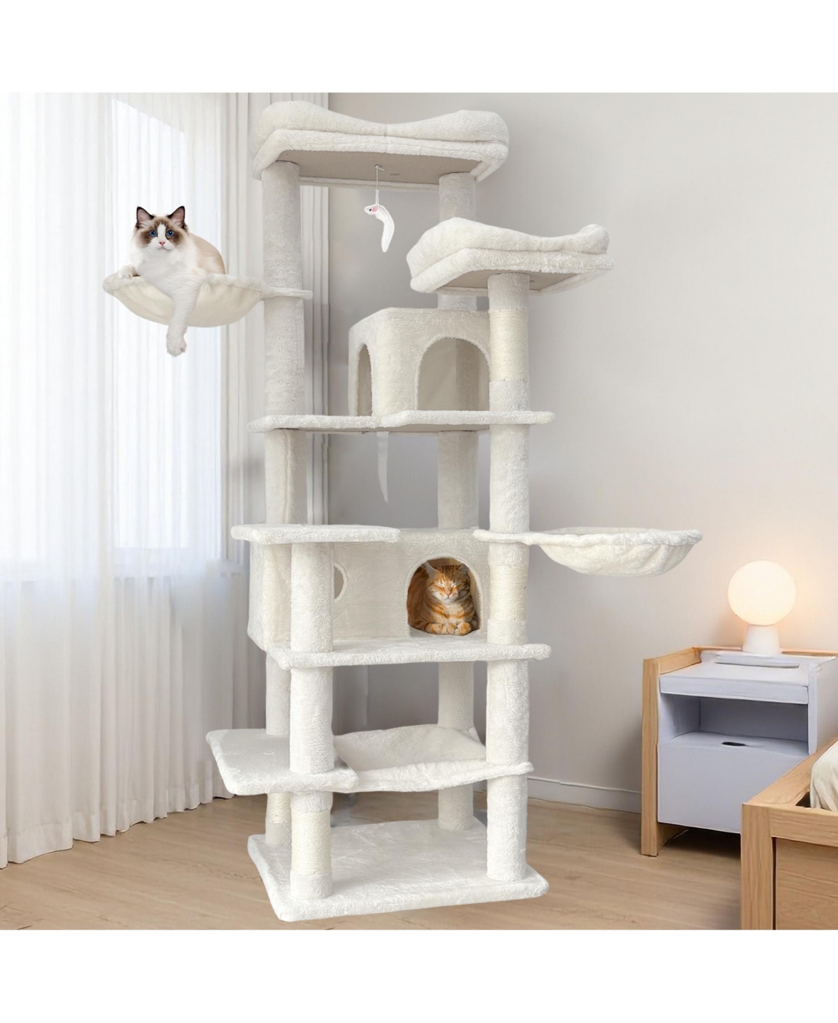 Zeus & Ruta 68 Green Multi Level Cat Tree Hammocks Hanging Basket Cave Removable Cushion