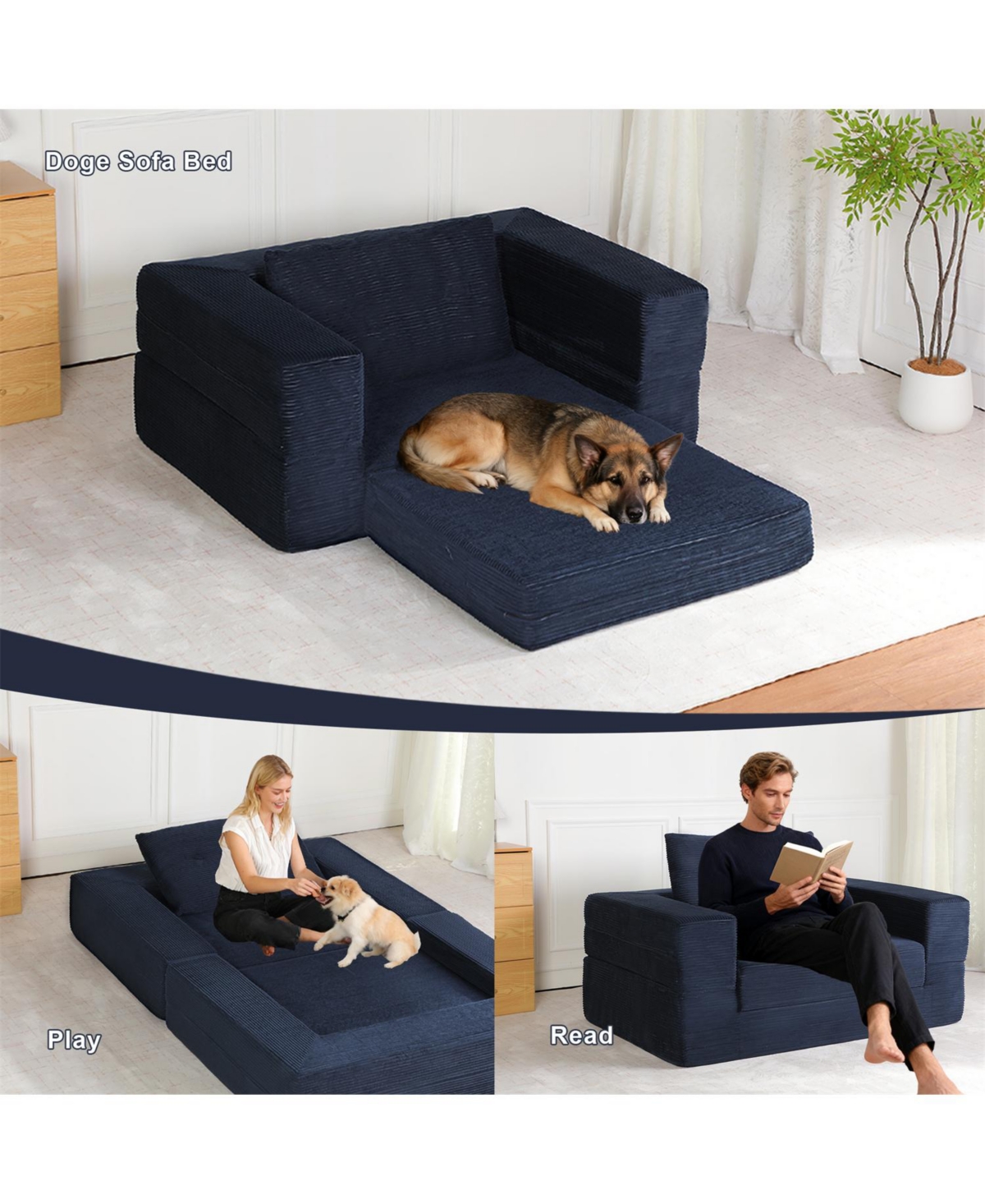 Aostirmotor Compression Dog Sofa Bed Modern Floor Couch With Pillow for Living Room Bedroom