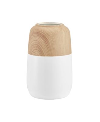 Nora Burk Two Tone Cylindrical Tabletop Vase - White and Beech