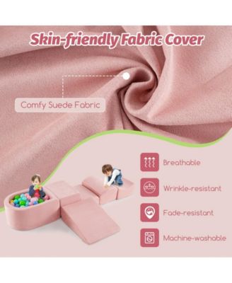 Kid's Soft Climbing Blocks Set with Slide Step Shapes and Ball Pit for Indoor Play