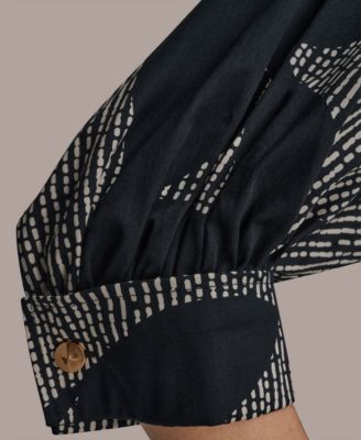 Women's Spread Collar Midi Shirt Dress