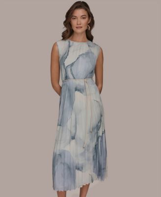 Women's Sleeveless Pleated A-Line Midi Dress