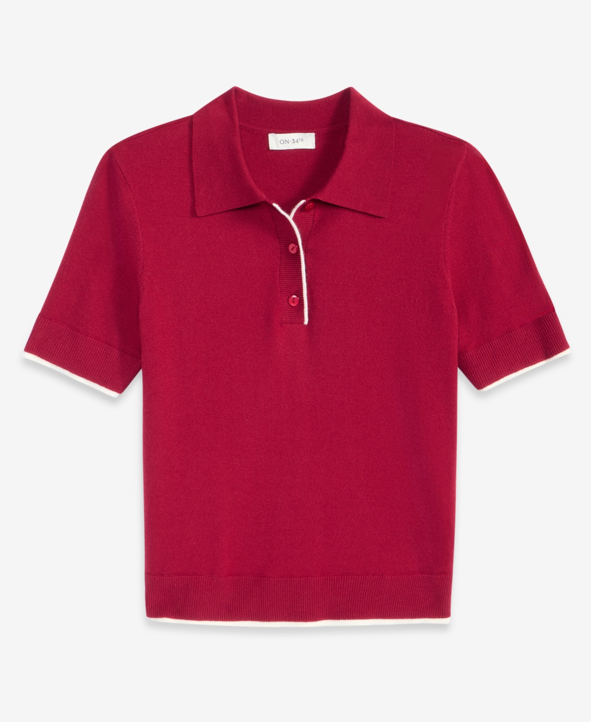 On 34th Women's Short-Sleeve Tipped Polo Sweater, Macy's Exclusive