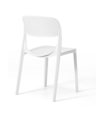 5-Piece Round Metal Bistro Dining Table Set And Stackable Resin Patio Dining Side Chairs