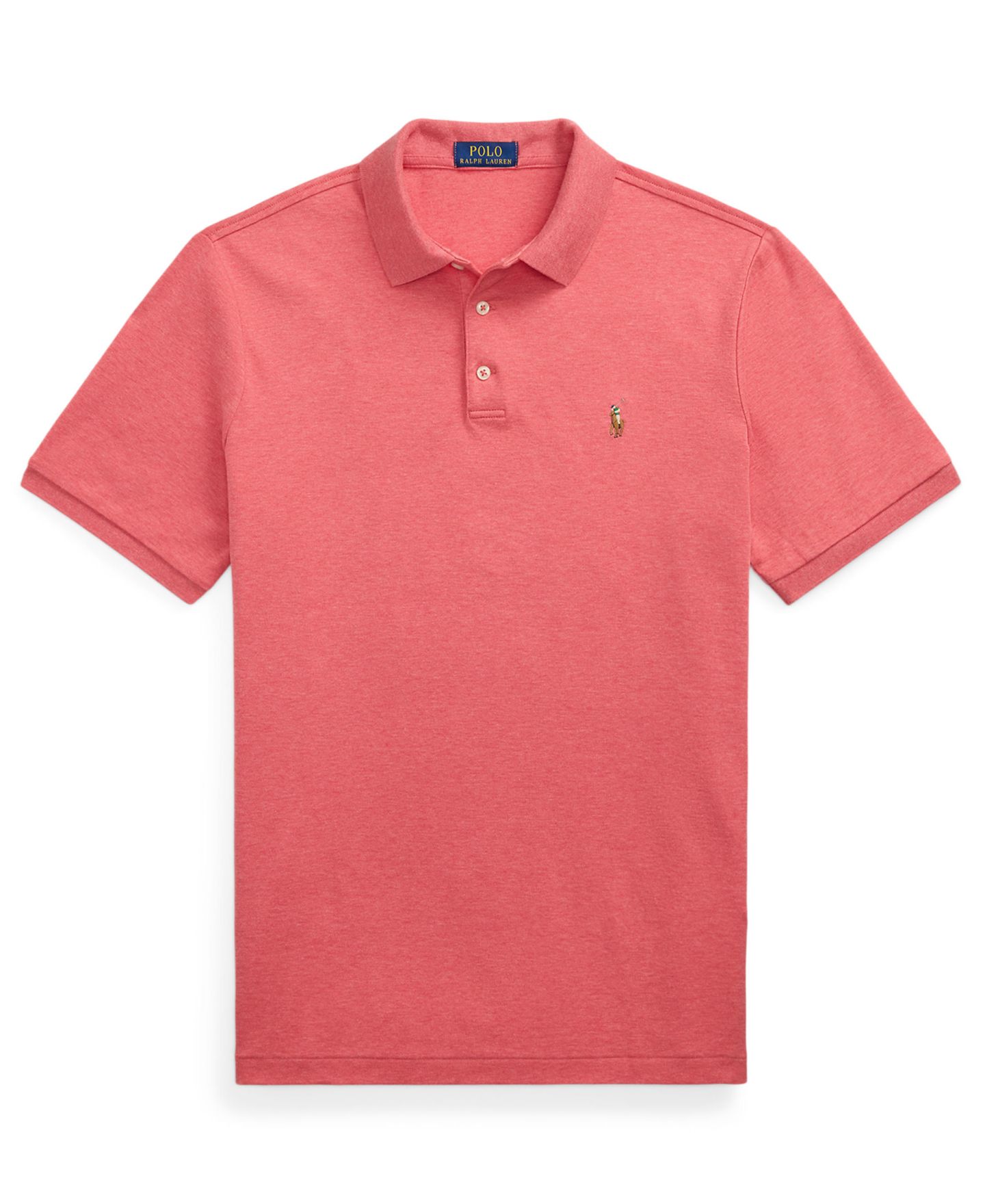 Мужское поло Polo Ralph Lauren Custom Slim-Fit Soft Cotton Polo Shirt, цвет: Розовый меланжевый — фото 5