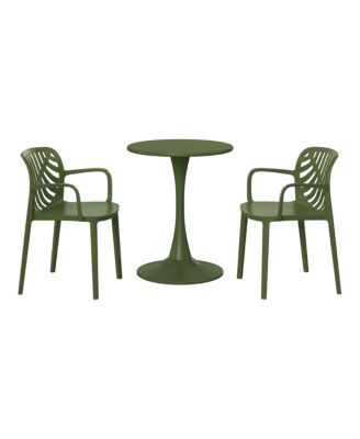3-Piece Outdoor Indoor Metal Patio Dining Table Set With Stackable Patio Chairs