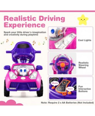 3 In 1 Toddler Push Car Ride On Toy With Canopy Storage And Parental Handle