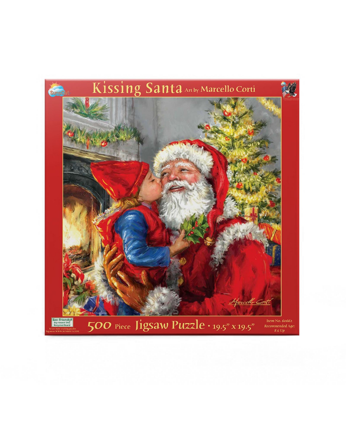 SunsOut Kissing Santa 500 piece Jigsaw Puzzle for Adults Christmas