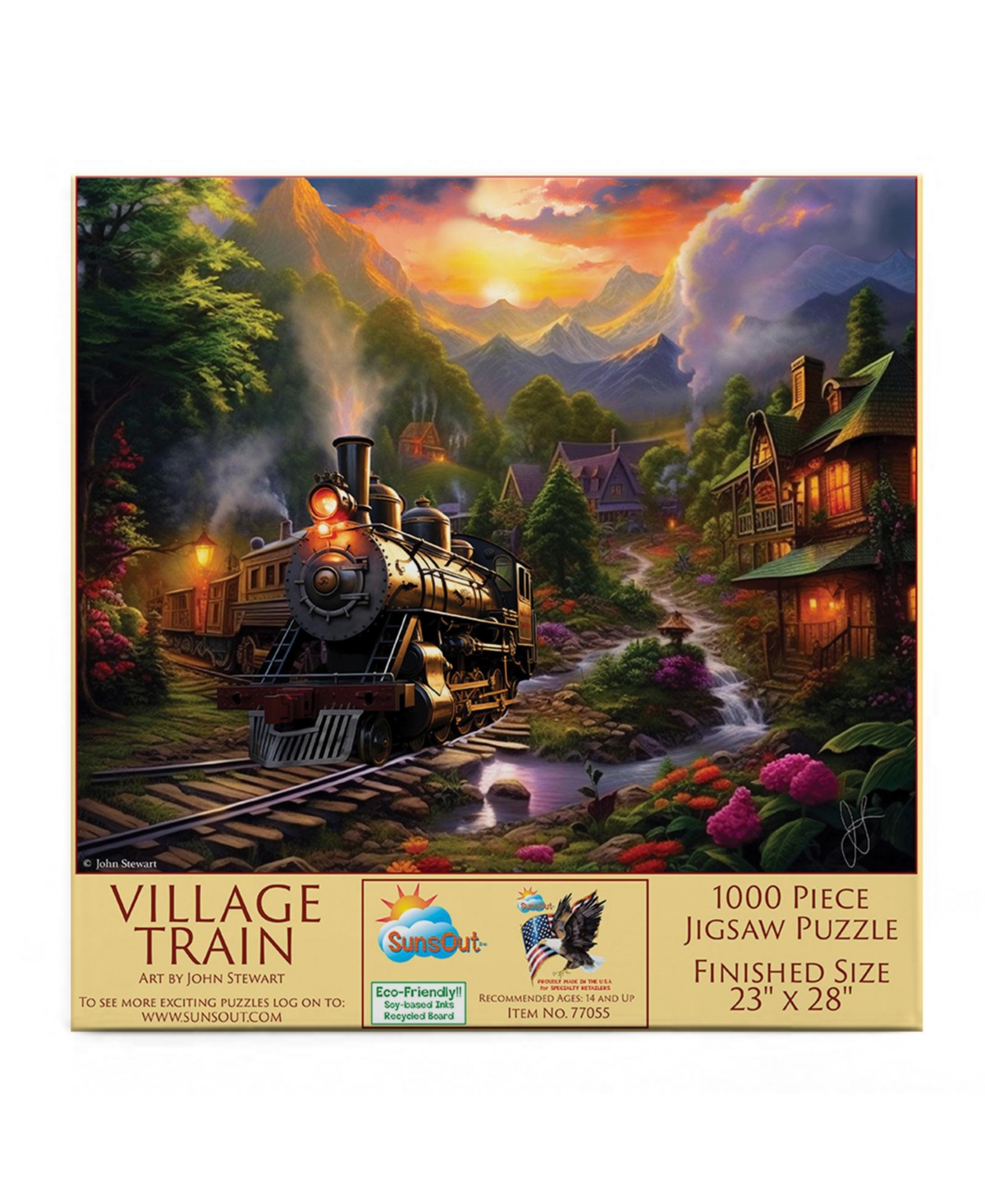 SunsOut Village Train 1000 piece Jigsaw Puzzle for Adults