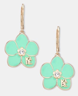 Karl Lagerfeld Paris Gold-Tone Enamel Flower Logo Drop Earrings - Ltpas Grn 32$