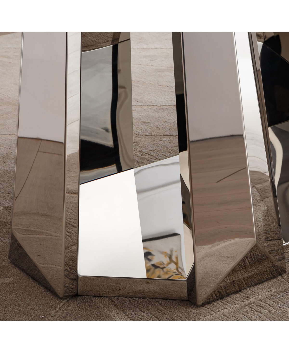 Streamdale Furniture + 70" + Faux Marble + Mirrored Base + Dining Table