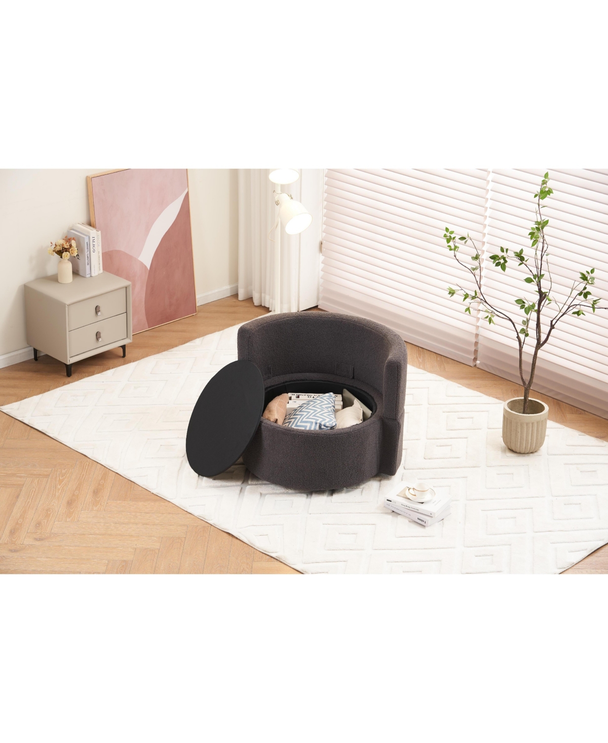 Simplie Fun Cozy Swivel Accent Chair with Storage and Throw Pillows