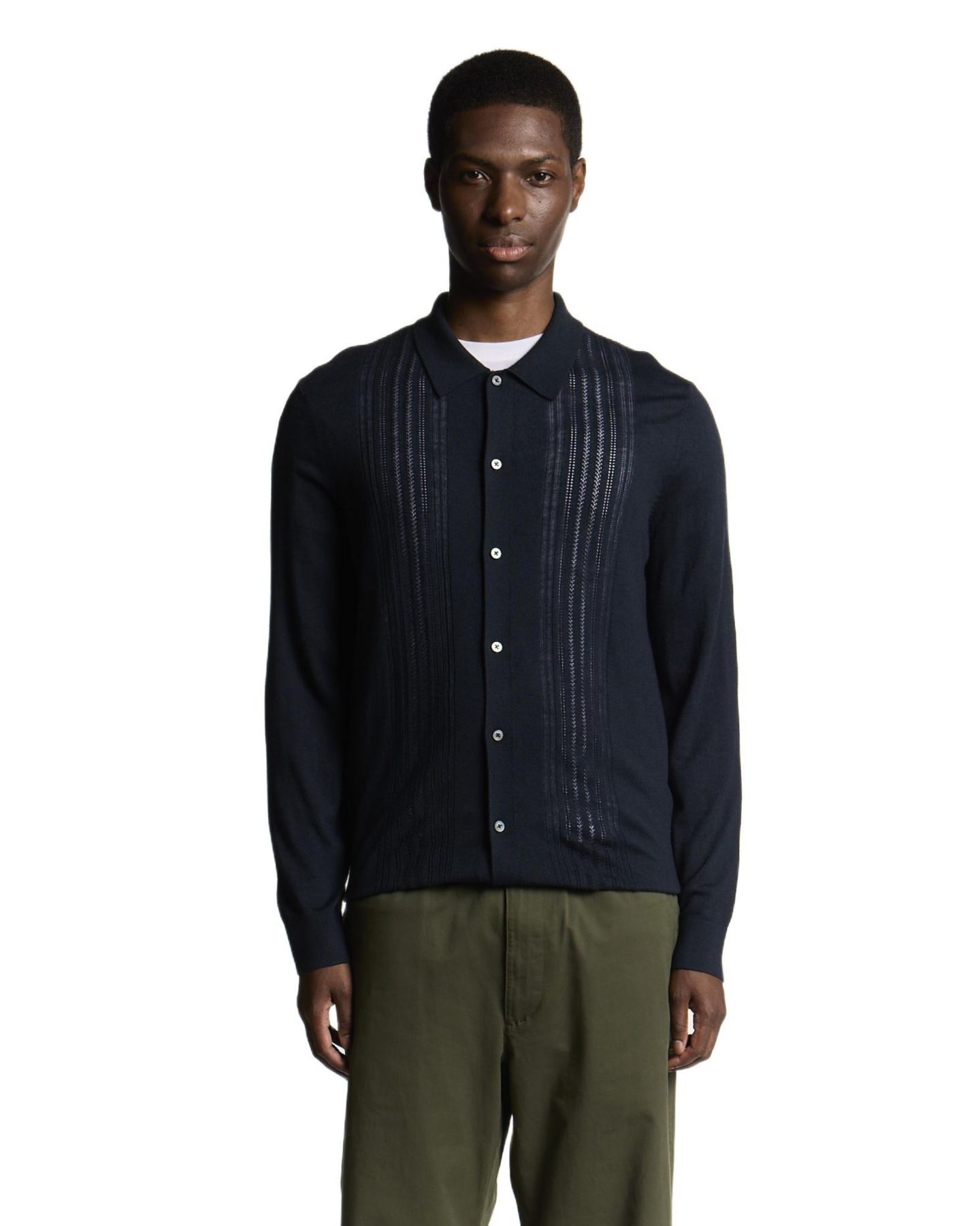Мужская рубашка Lyle & Scott Long Sleeve Cable Knitted, цвет: Карбоновый — фото 2