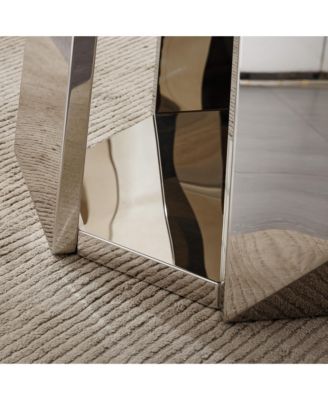 47" Round Faux Marble Stainless Steel Base Dining Table