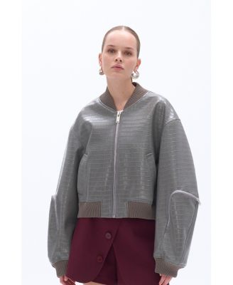 Women's Faux Leather Bomber Jacket