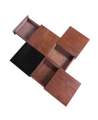 Acacia Wood Coffee Table - Retro Style with Storage