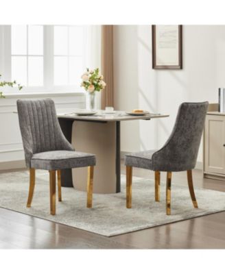 Chenille Dining Chairs Set of 2 (Gray)