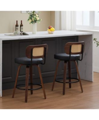 Rattan Counter Height Swivel Bar Stools (Set of 2)