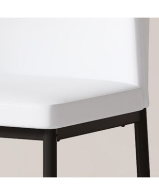Luxury White PU Dining Chairs - Set of 4 Black Metal Legs