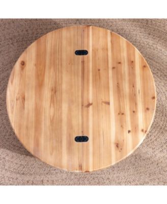 Round Lift-Top Coffee Table - Hidden Storage Natural Finish