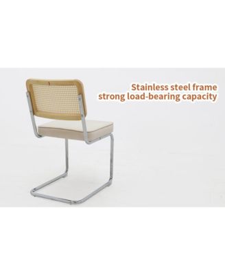 Streamdale Velvet Rattan Dining Chairs, Chrome Legs (Champagne, Set of 2