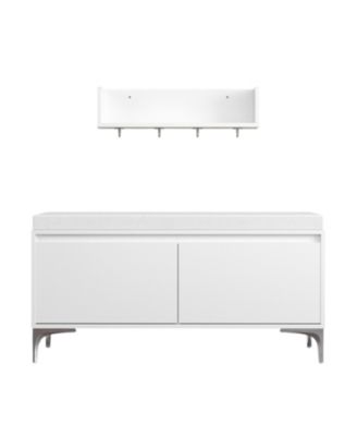 Streamdale Entryway Shelf with Hooks, Bench & Shoe Cabinet Set