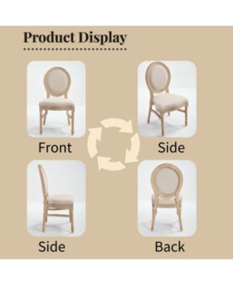 French Country Upholstered Dining Chairs, Set of 2, Beige