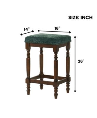 Streamdale Rustic Walnut Counter Stools (Set of 2) - 26 Inch, Padded Seat