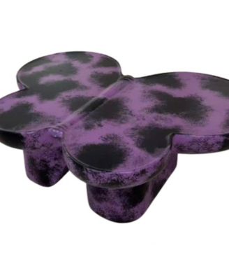 Streamdale Modern Faux Travertine Coffee Table, Purple & Black