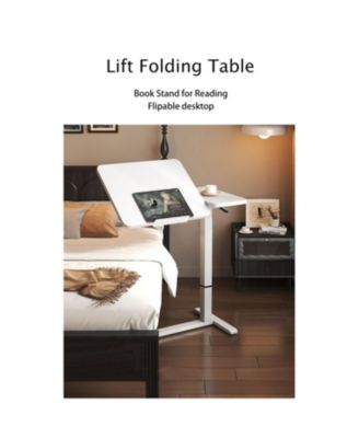 Streamdale Rolling Overbed Laptop Desk - Adjustable, Tilting - White
