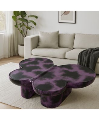Streamdale Modern Faux Travertine Coffee Table, Purple & Black