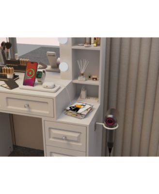 Vanity Desk with Lighted Mirror & Charging Station