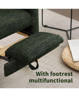 Modern Rocking Chair with Wood Legs & Adjustable Footrest