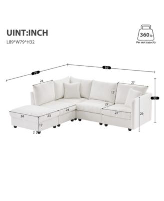 + 6-Piece + Fabric Upholstery + Modular Design with Ottoman & Pillows + Sectional Sofa