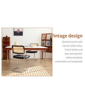 Faux Leather Rattan Accent Chairs (Set of 2), Breuer-Designed