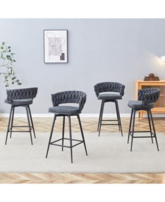 Swivel Bar Stools Linen Seats 300lb Capacity